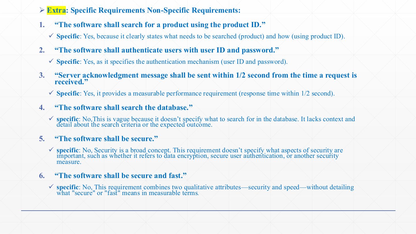 Slide 14: Extra: Specific vs. non-specific requirements