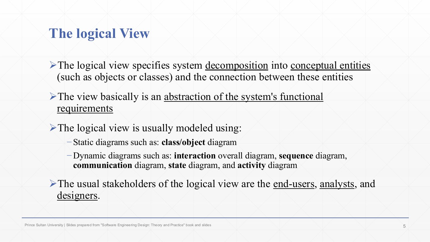 Slide 5: The logical View