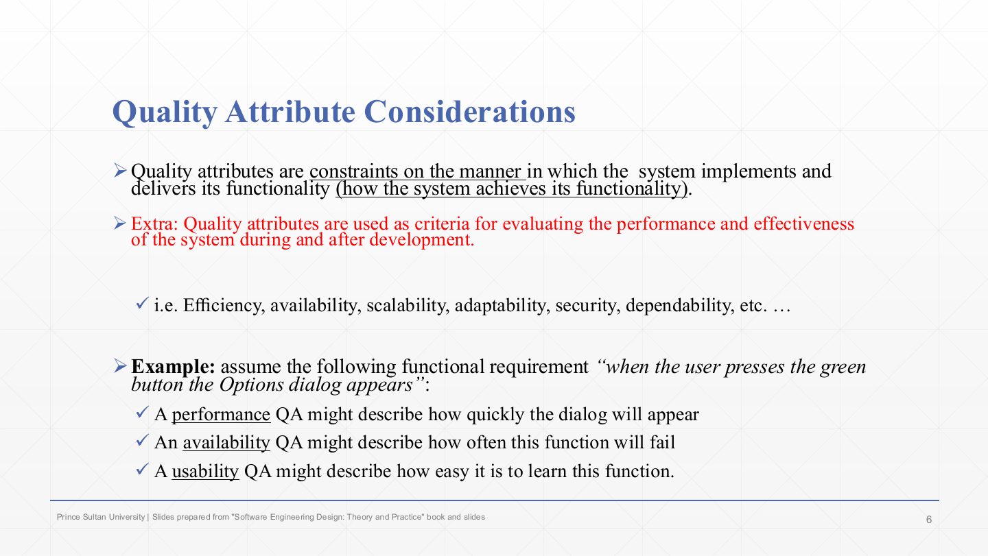 Slide 6: Quality Attribute Considerations