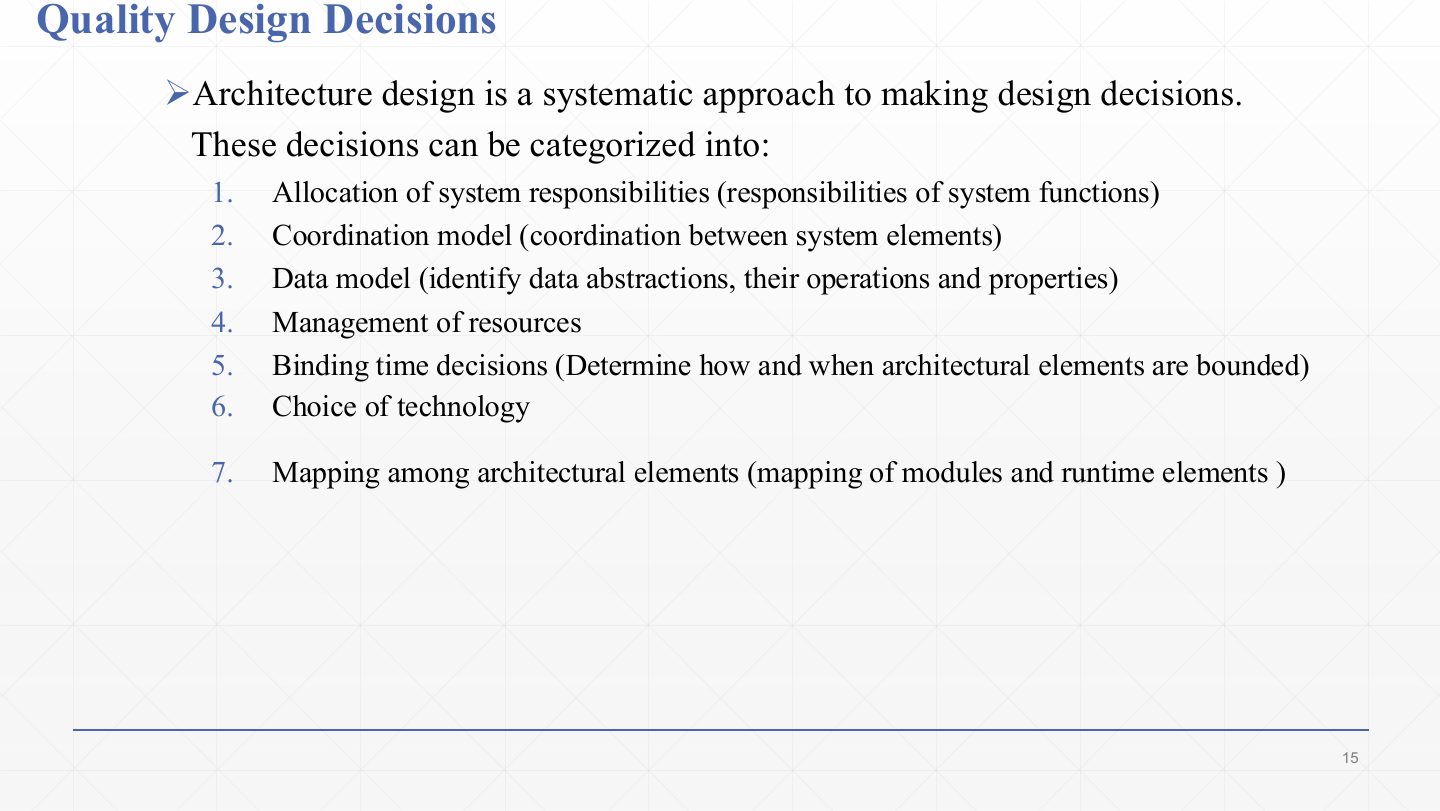Slide 15: Quality Design Decisions