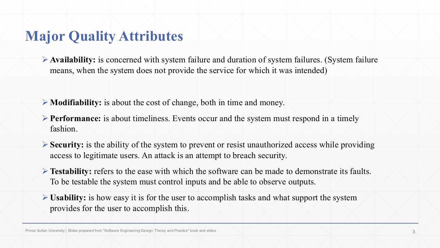 Slide 3: Major Quality Attributes