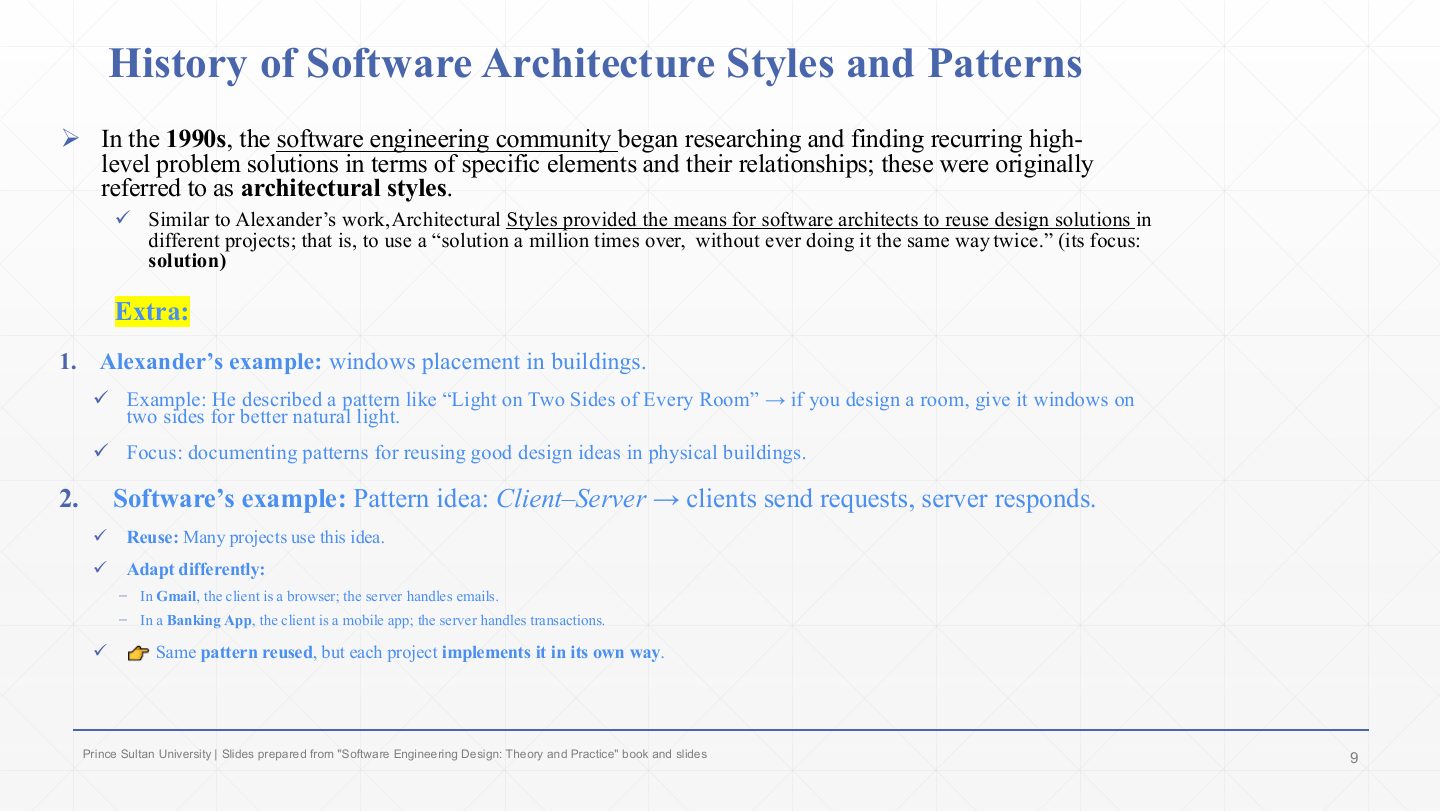 Slide 9: History of Software Architecture Styles and Patterns