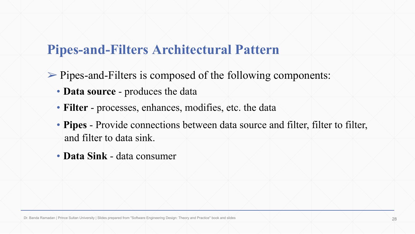 Slide 27: Pipes-and-Filters Architectural Pattern