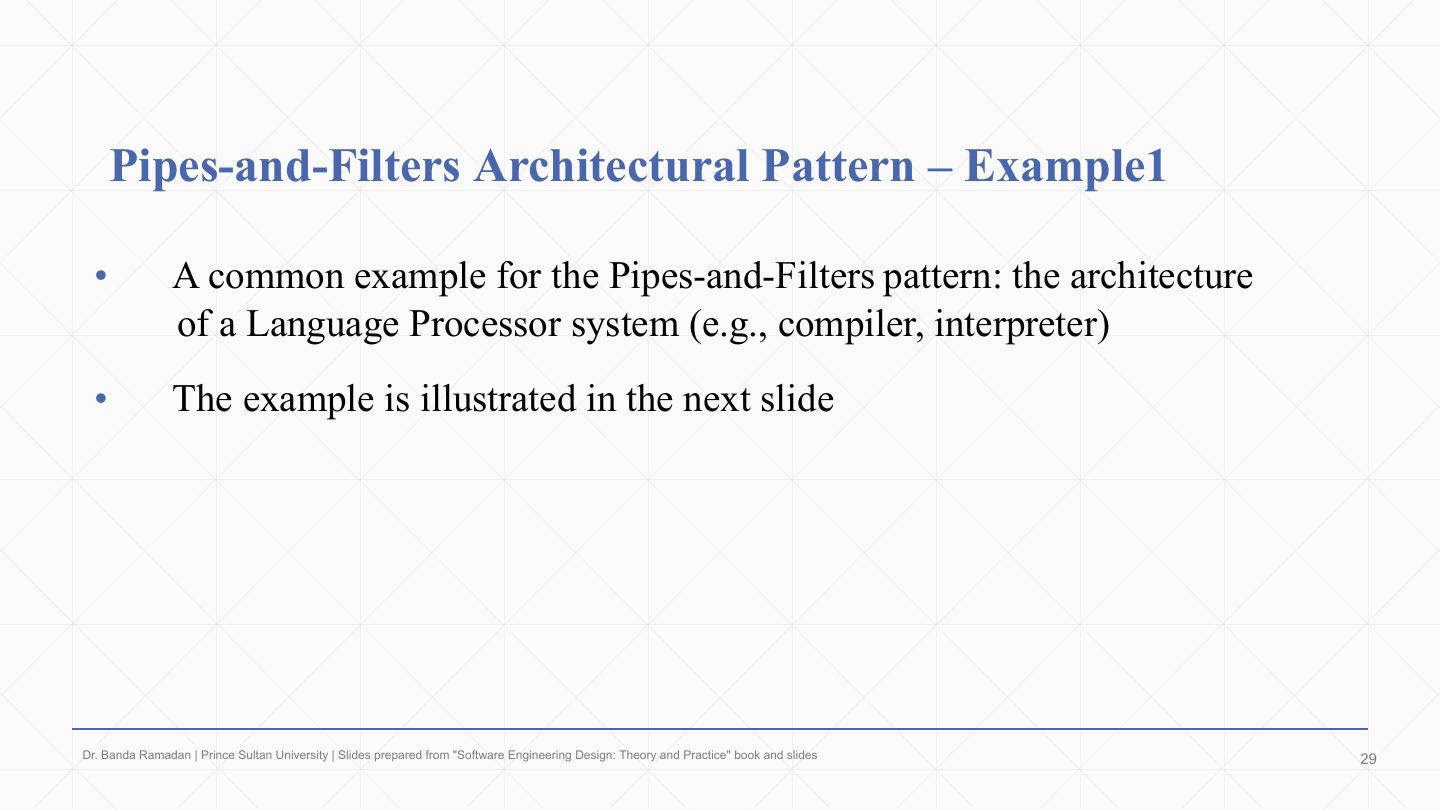 Slide 28: Pipes-and-Filters Architectural Pattern Ð Example1
