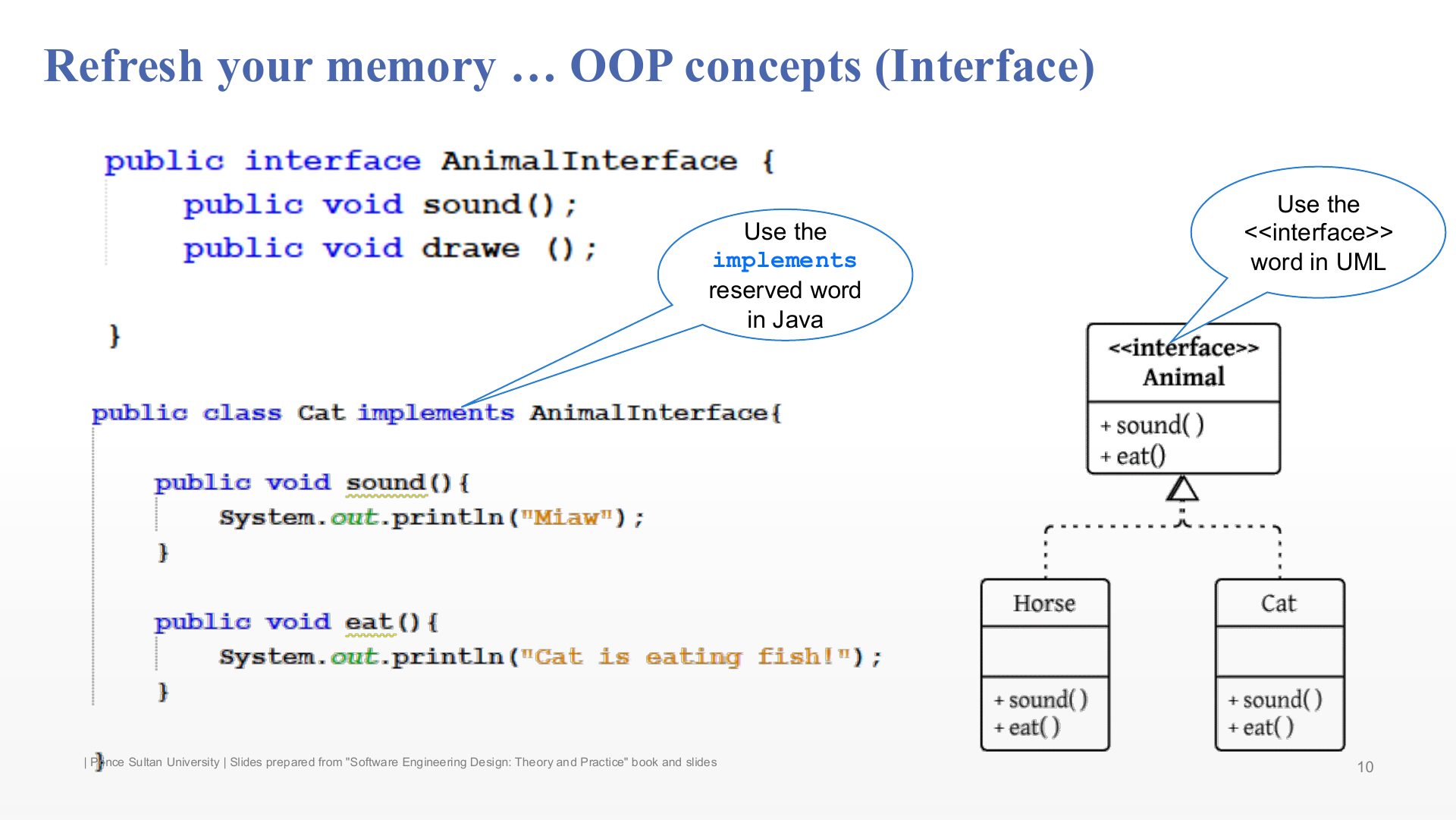 Slide 10: Refresh your memory … OOP concepts (Interface)
