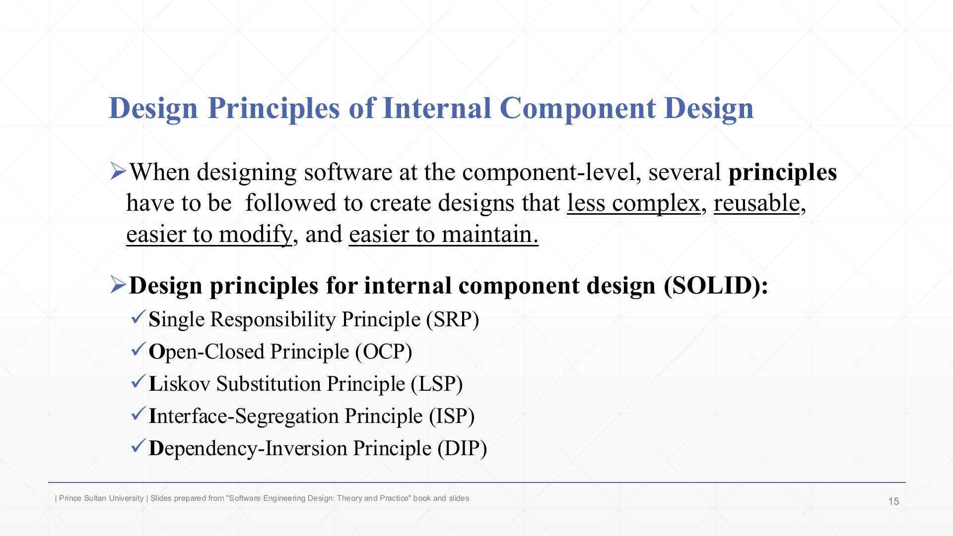 Slide 15: Design Principles of Internal Component Design