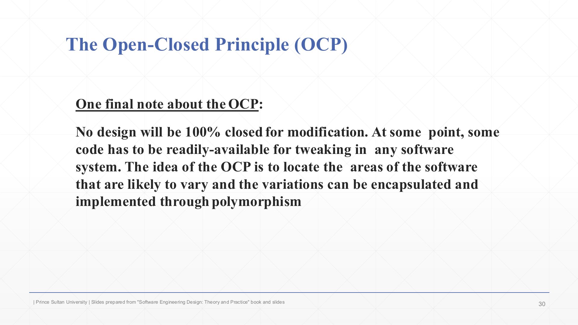 Slide 30: The Open-Closed Principle (OCP)