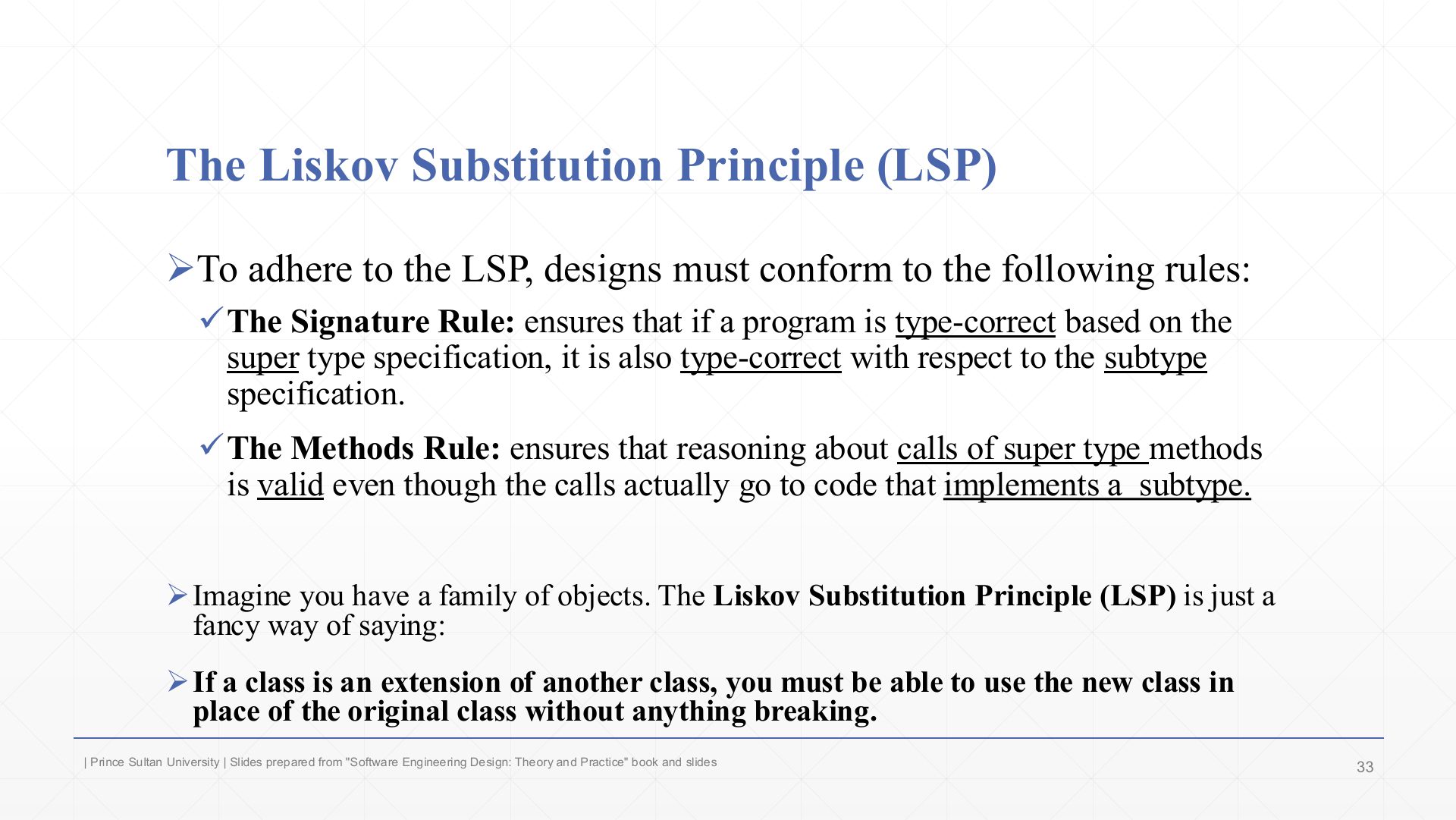 Slide 33: The Liskov Substitution Principle (LSP)