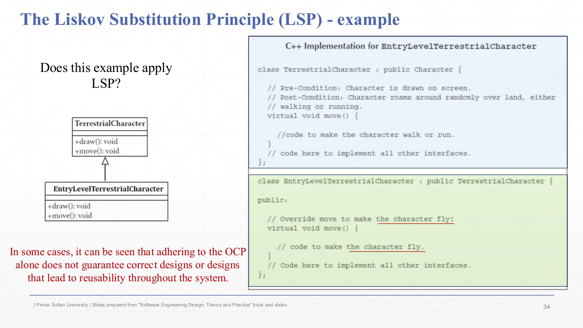 Slide 34: The Liskov Substitution Principle (LSP) - example