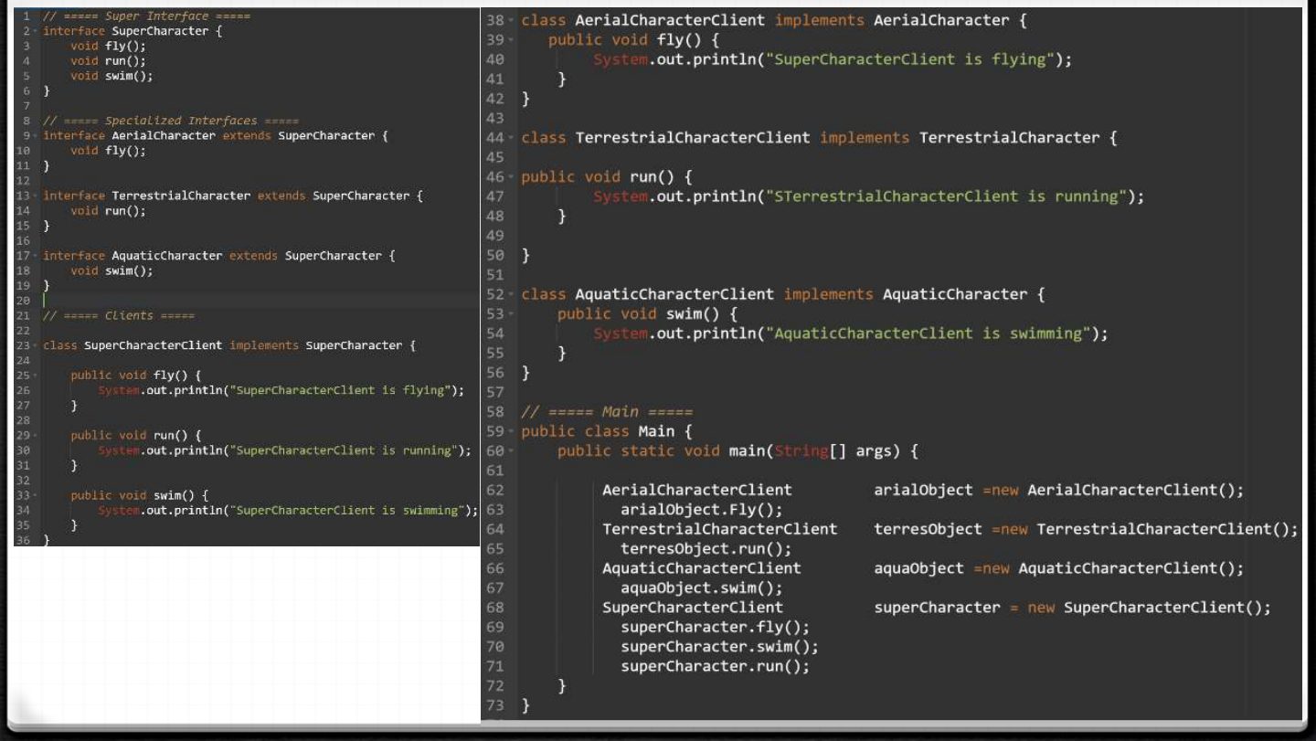 Slide 7: ISP: the segregated design in Java