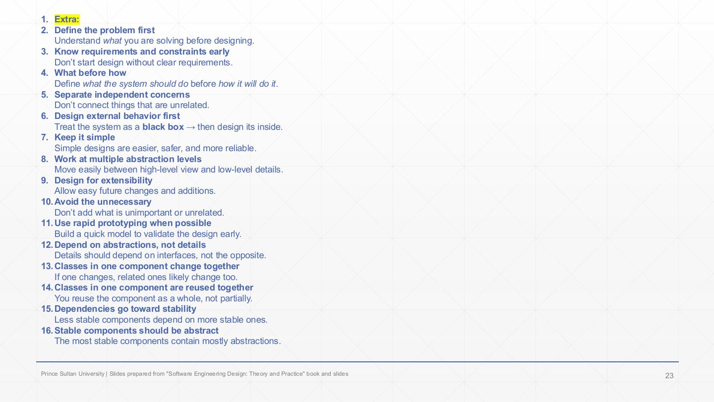 Slide 23: Extra: The rules of design in one list