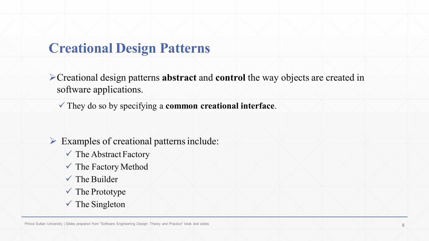 Slide 7: Creational Design Patterns