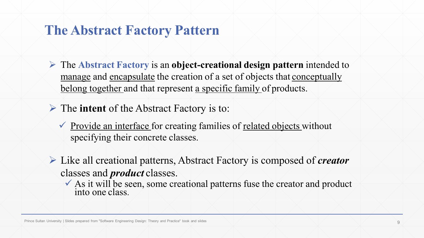 Slide 8: The Abstract Factory Pattern