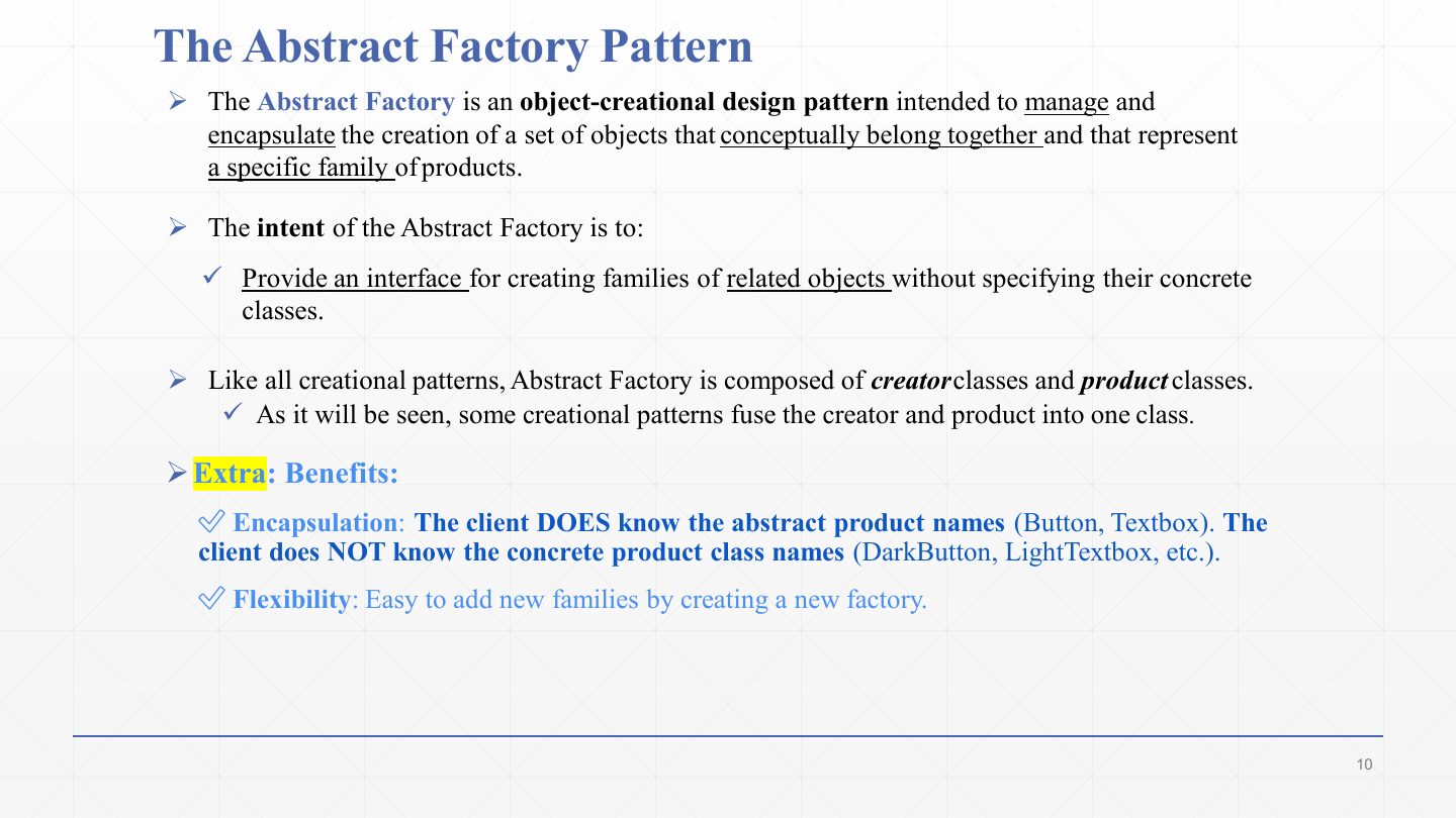 Slide 9: The Abstract Factory Pattern