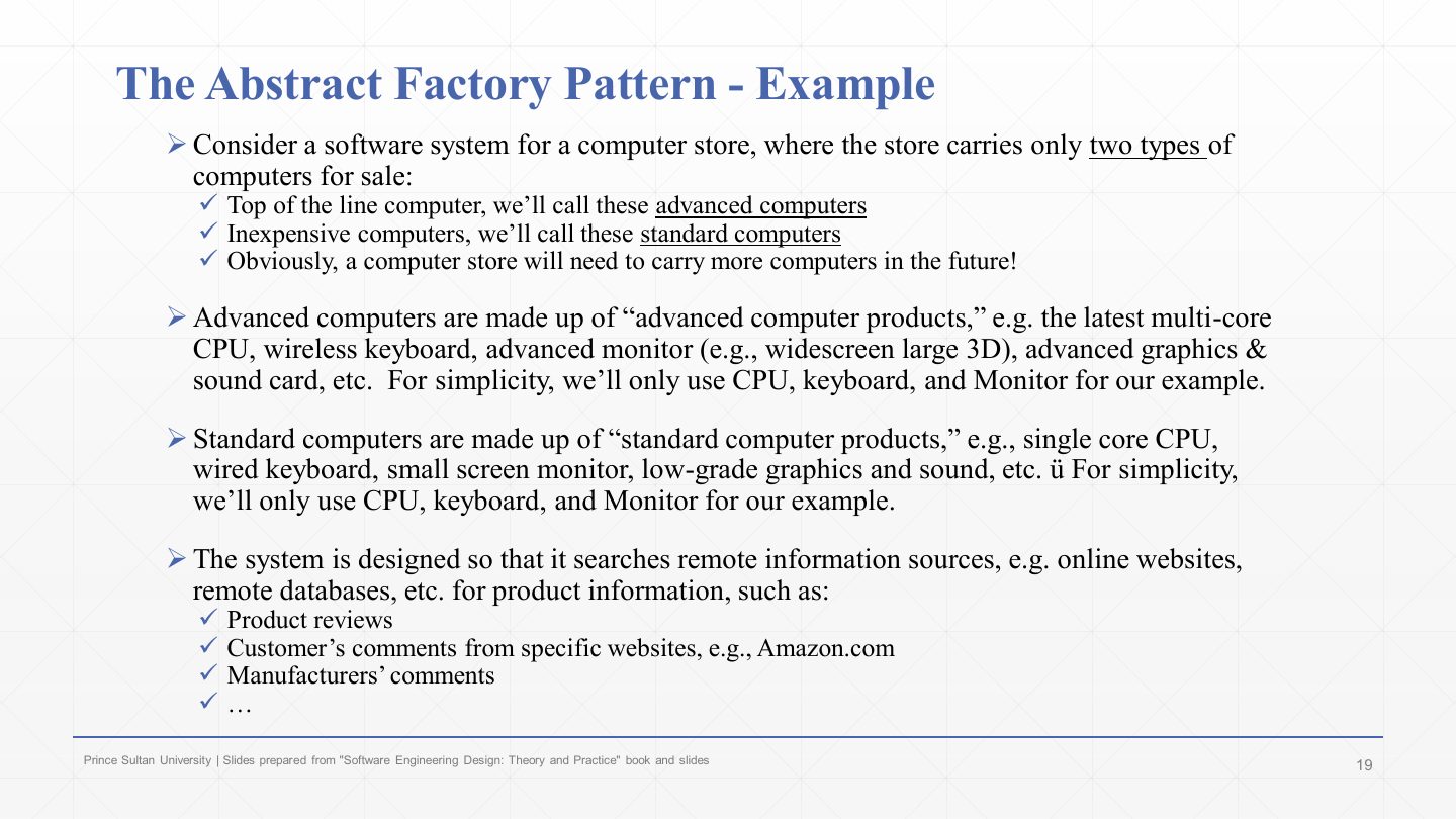 Slide 18: The Abstract Factory Pattern - Example
