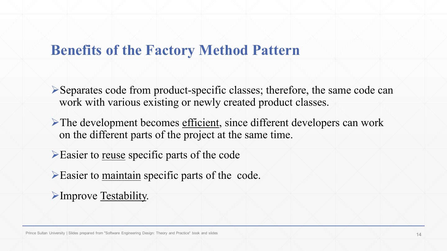 Slide 14: Benefits of the Factory Method Pattern
