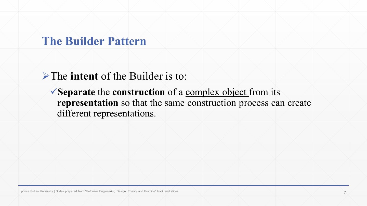 Slide 7: The Builder Pattern