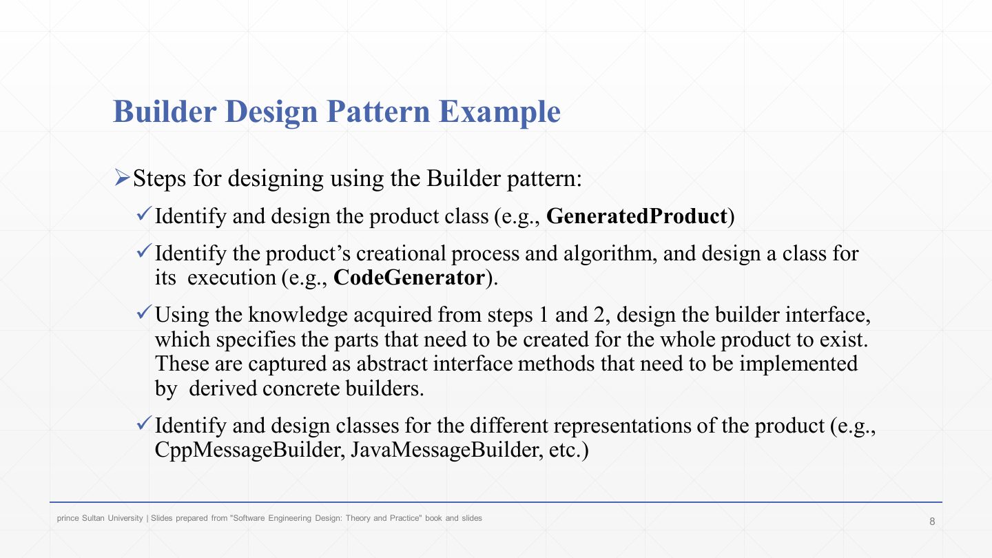 Slide 8: Builder Design Pattern Example