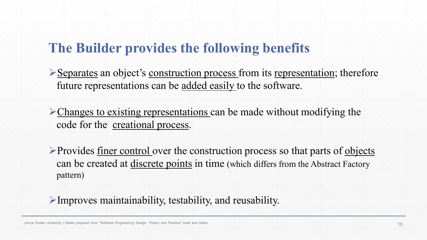 Slide 15: The Builder provides the following benefits