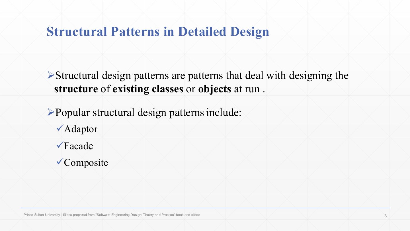 Slide 3: Structural Patterns in Detailed Design
