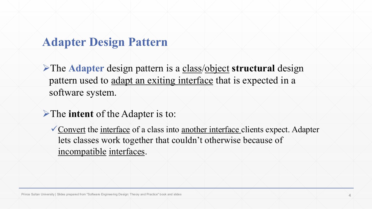 Slide 4: Adapter Design Pattern
