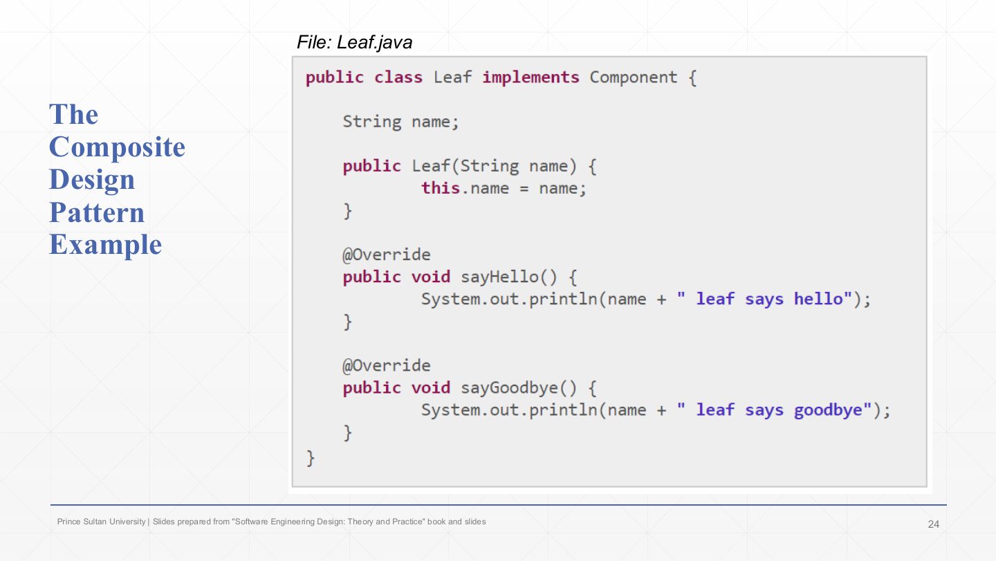 Slide 22: Composite Example: Leaf.java