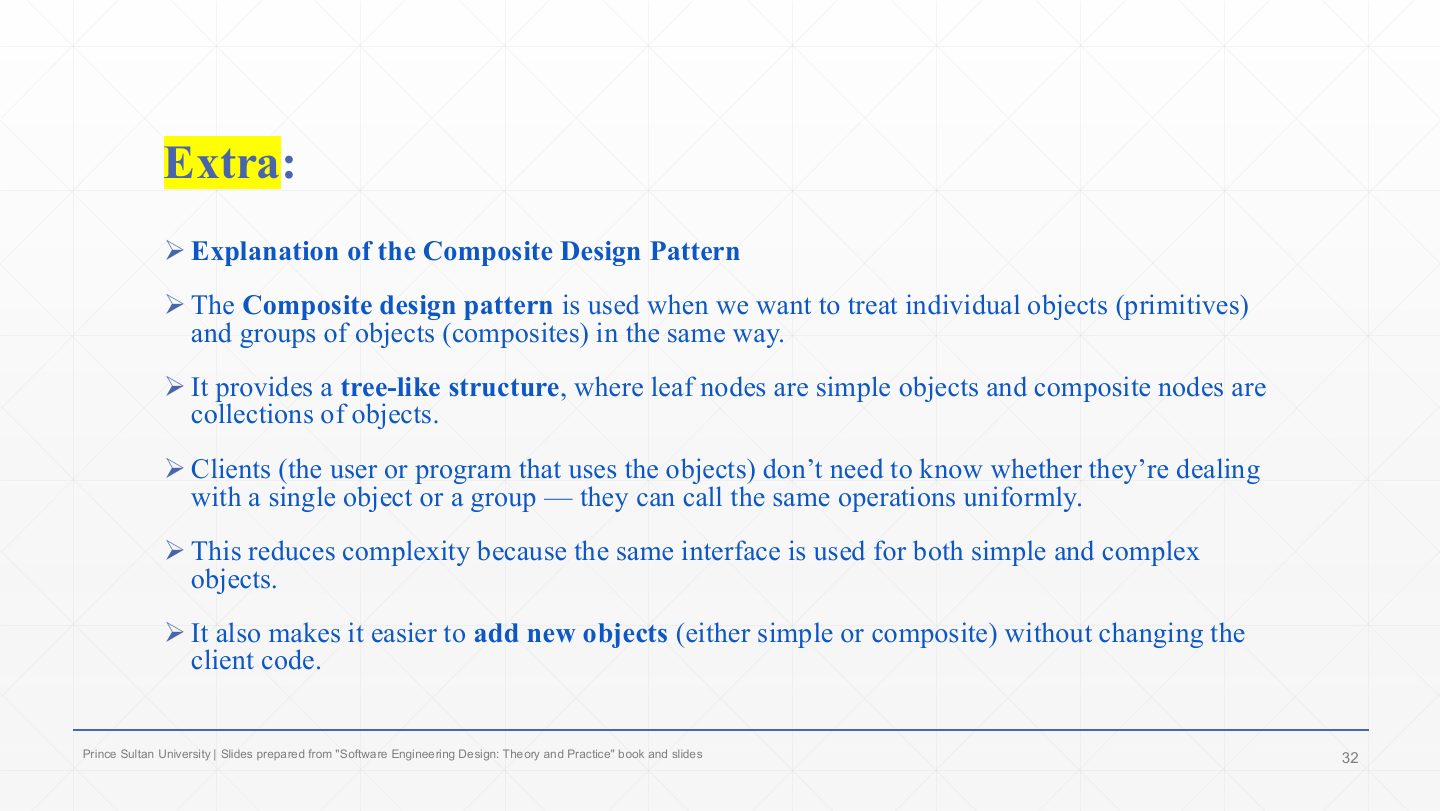 Slide 30: Extra: Explanation of the Composite pattern