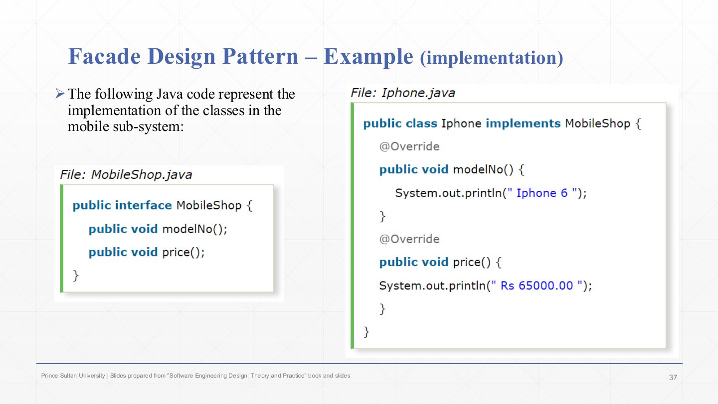 Slide 35: Facade Example: MobileShop and Iphone
