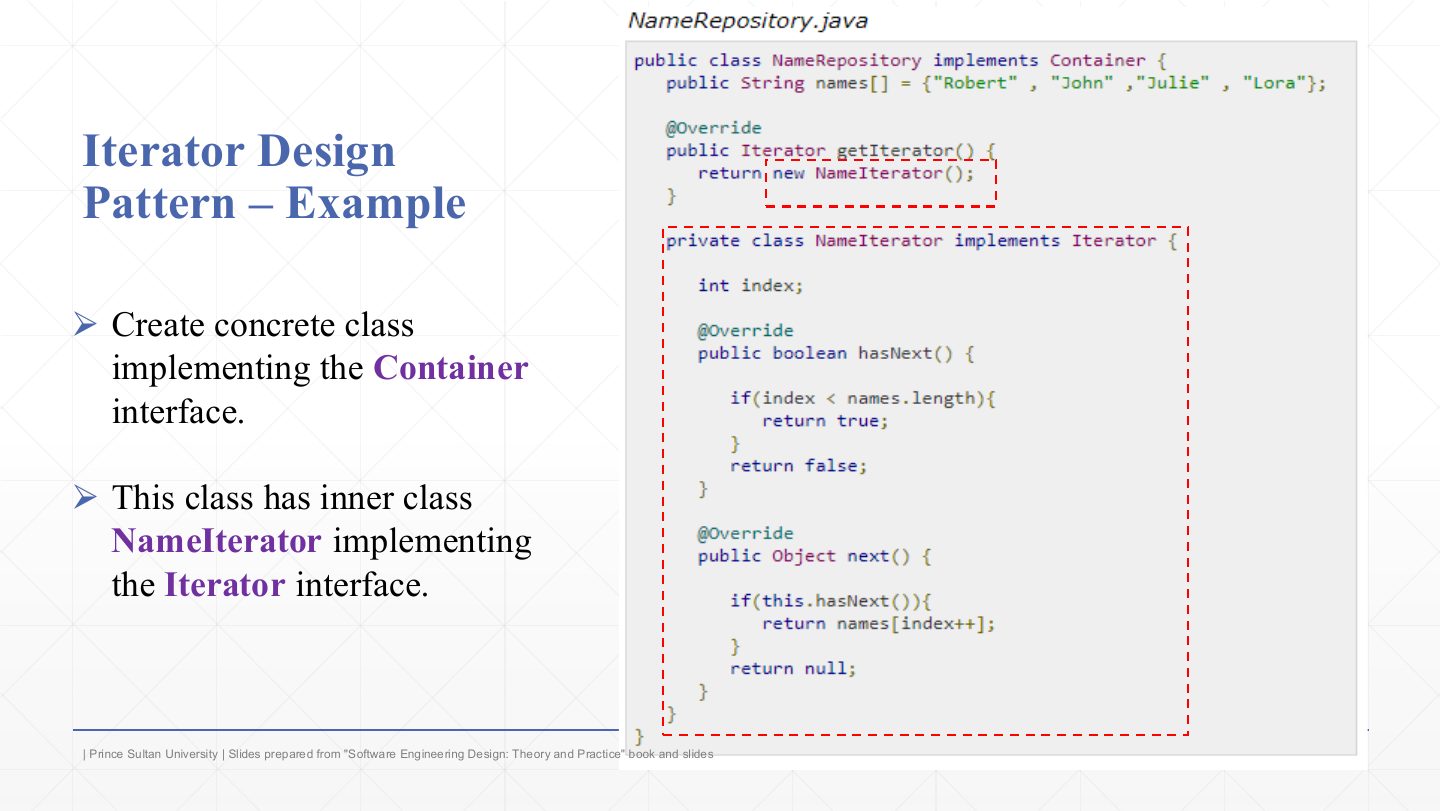 Slide 10: Iterator Example: NameRepository.java
