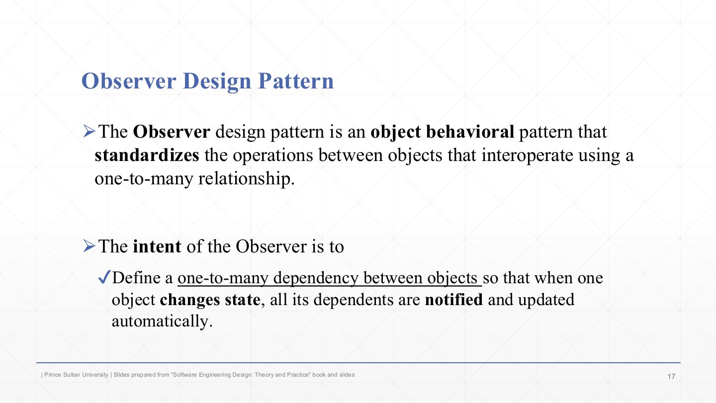 Slide 17: Observer Design Pattern