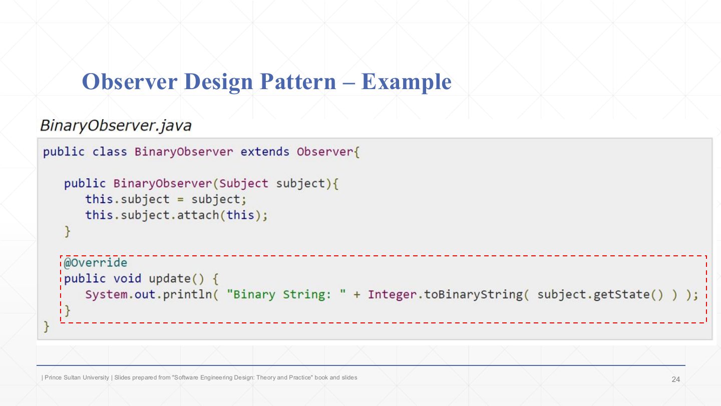 Slide 24: Observer Example: BinaryObserver.java