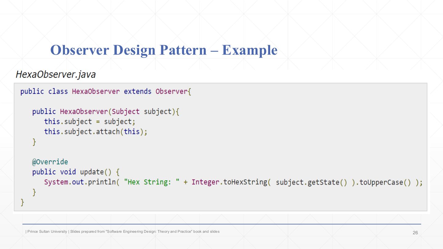Slide 26: Observer Example: HexaObserver.java