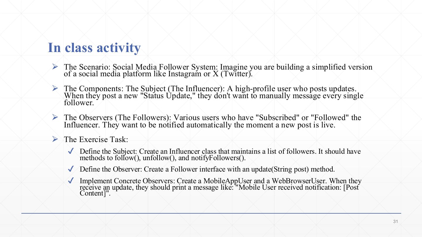 Slide 31: In class activity: social-media followers