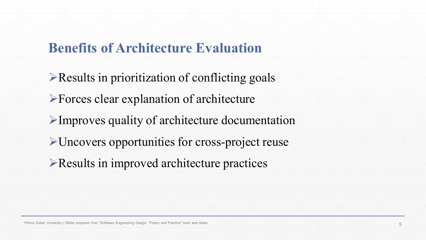Slide 5: Benefits of Architecture Evaluation