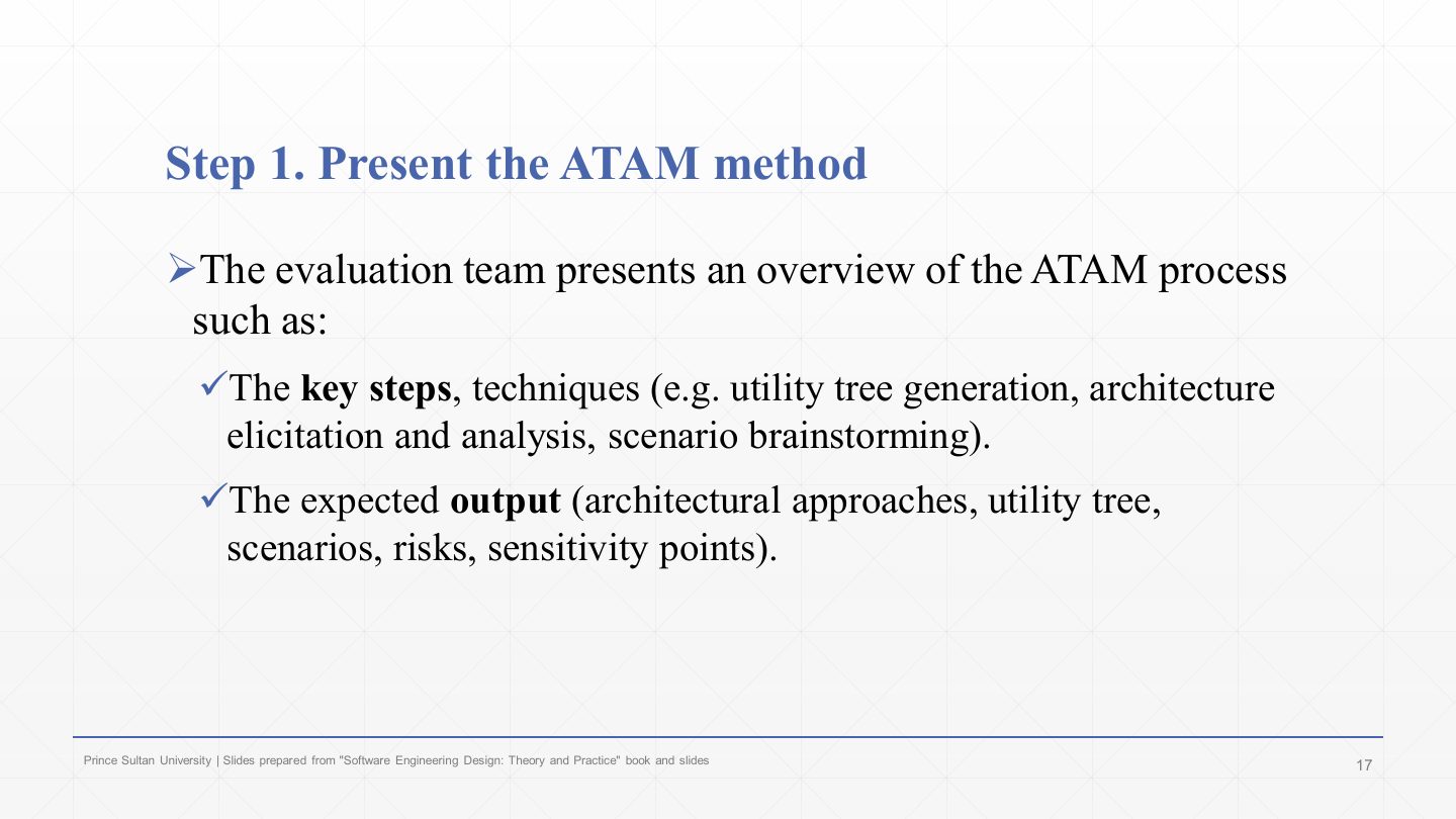 Slide 17: Step 1. Present the ATAM method