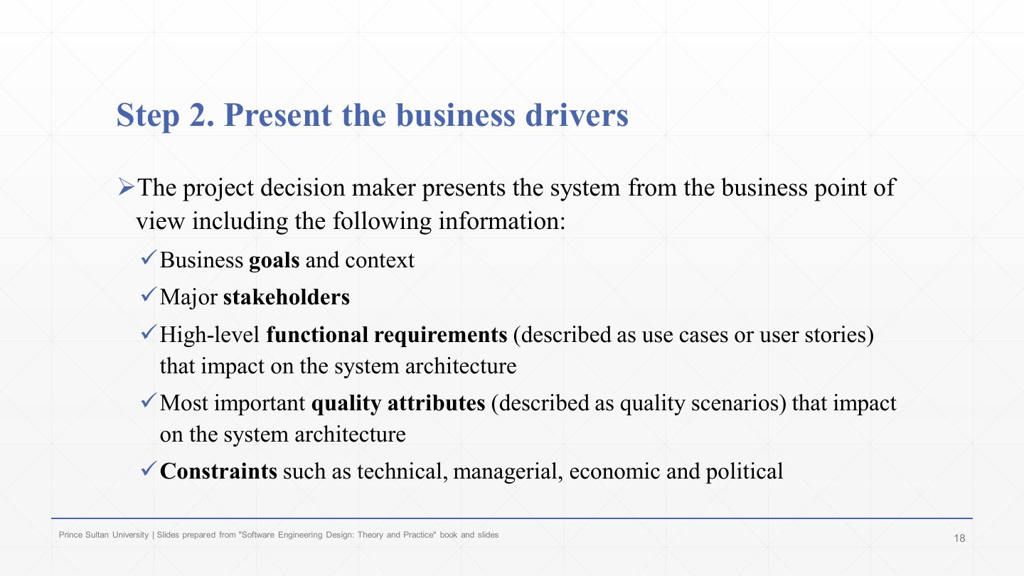 Slide 18: Step 2. Present the business drivers
