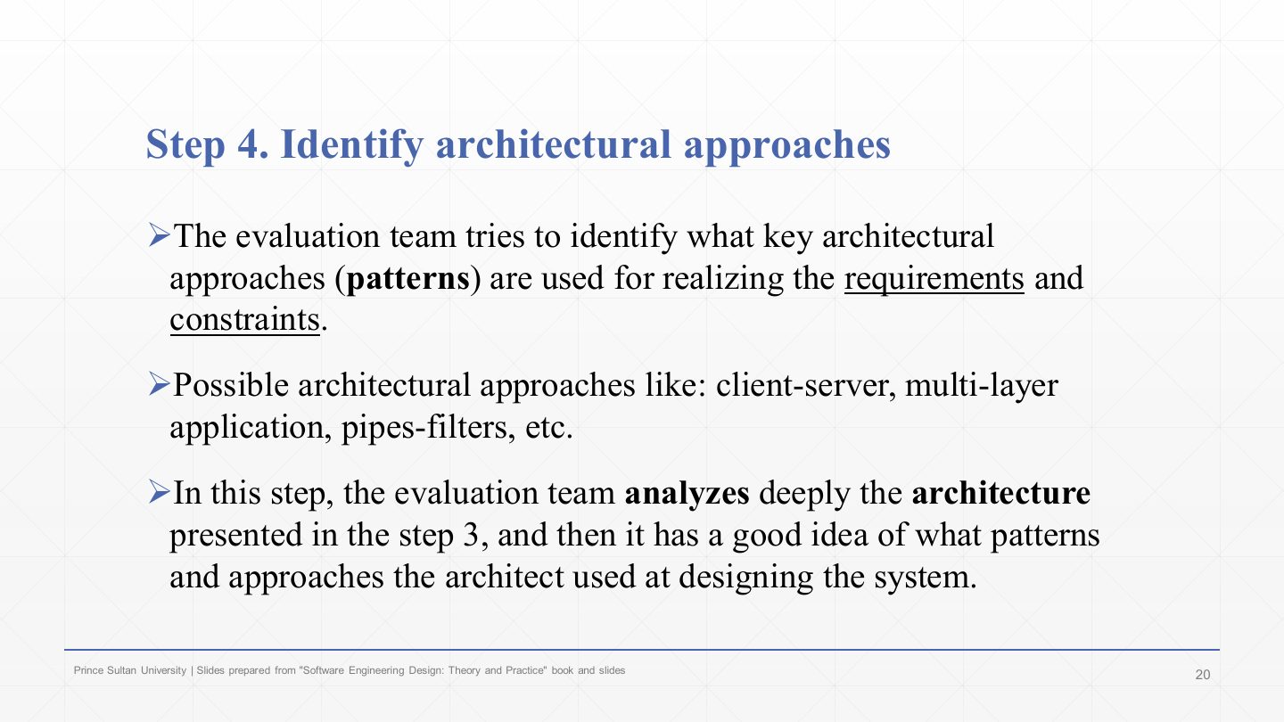Slide 20: Step 4. Identify architectural approaches