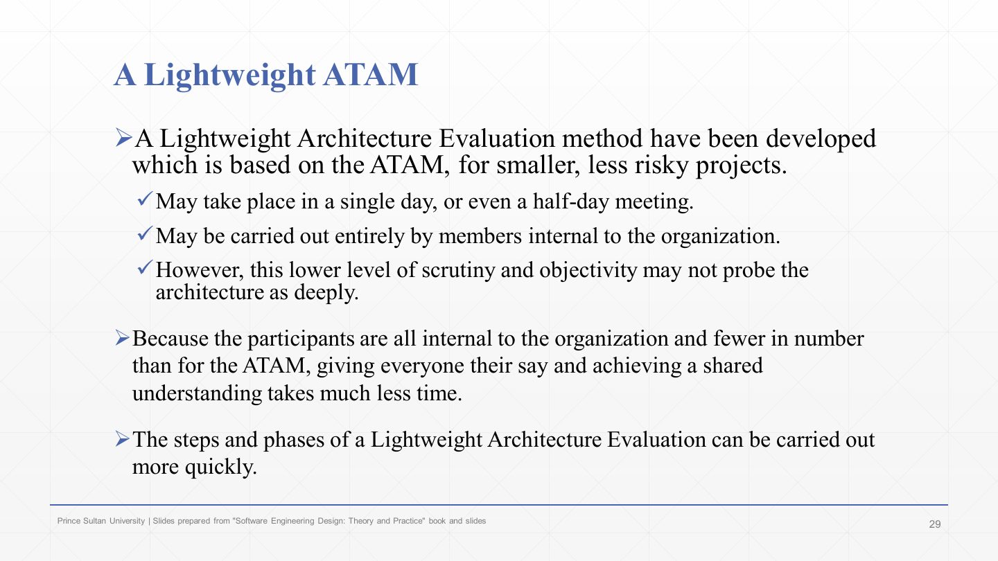 Slide 29: A Lightweight ATAM