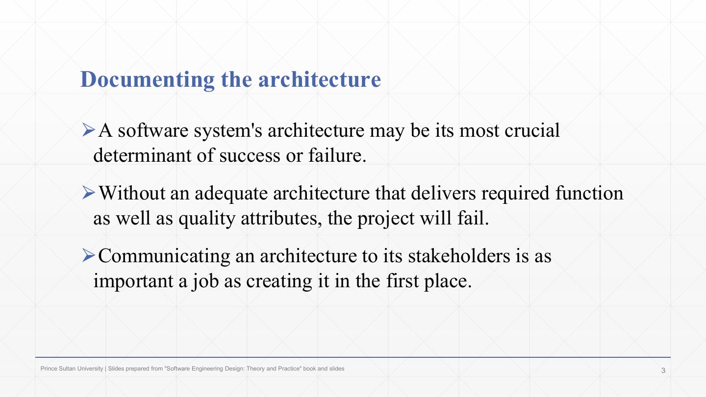 Slide 3: Documenting the architecture