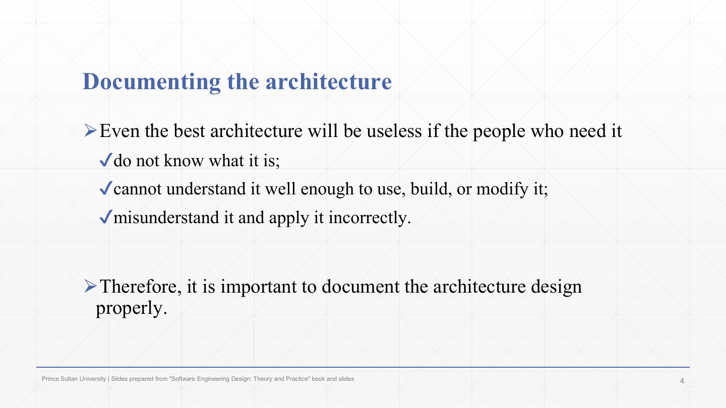 Slide 4: Documenting the architecture