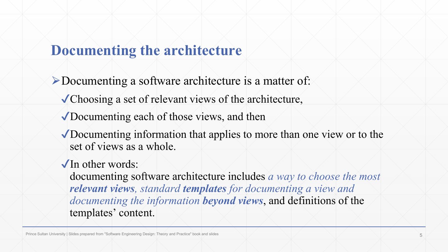 Slide 5: Documenting the architecture