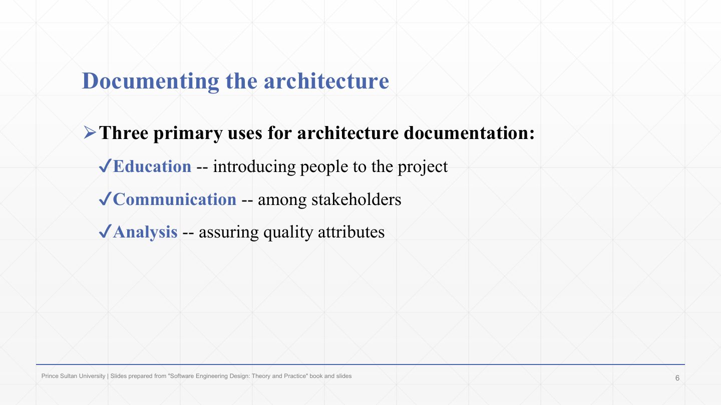 Slide 6: Documenting the architecture
