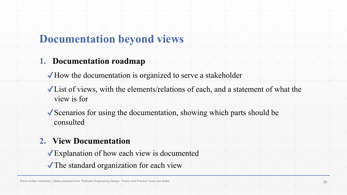 Slide 20: Documentation beyond views