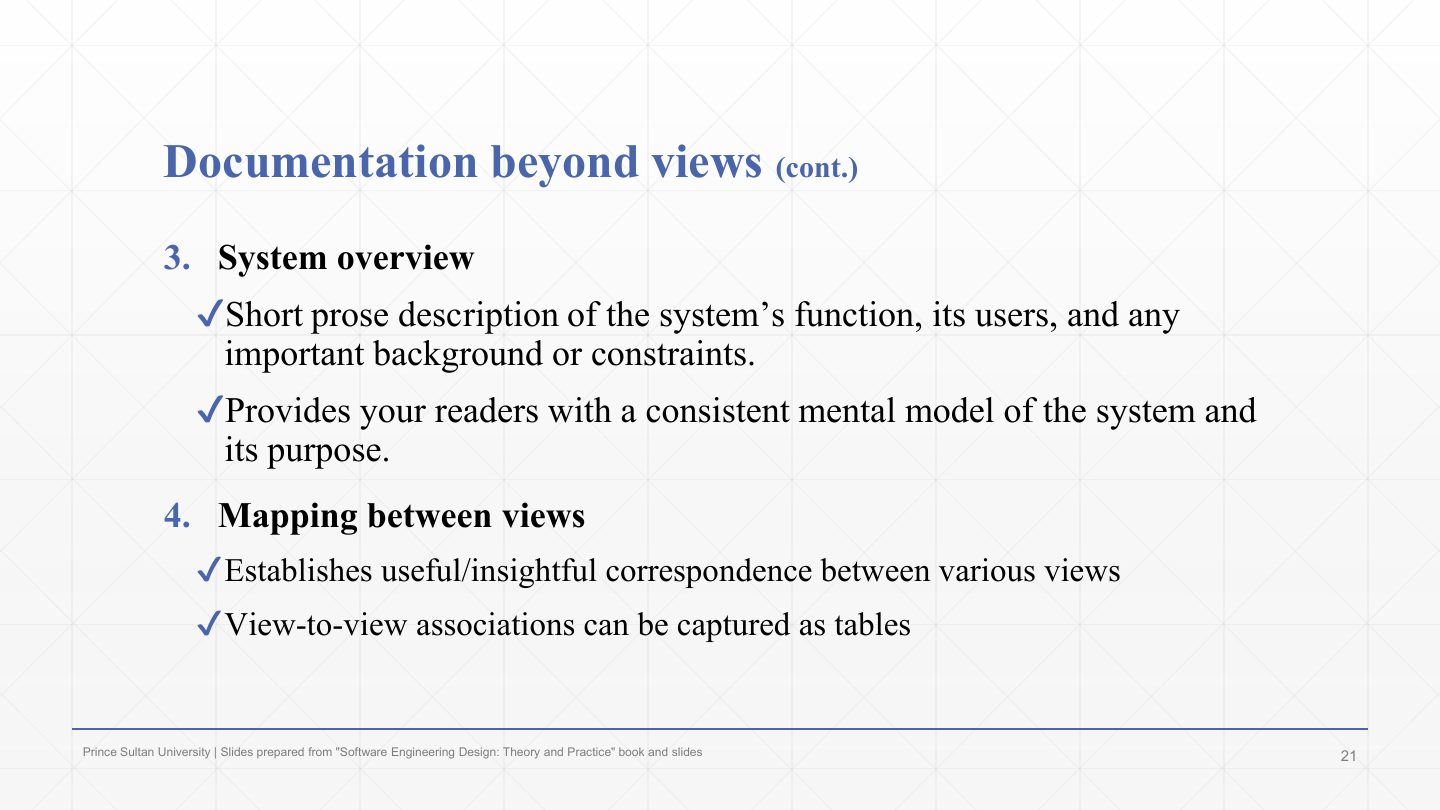 Slide 21: Documentation beyond views