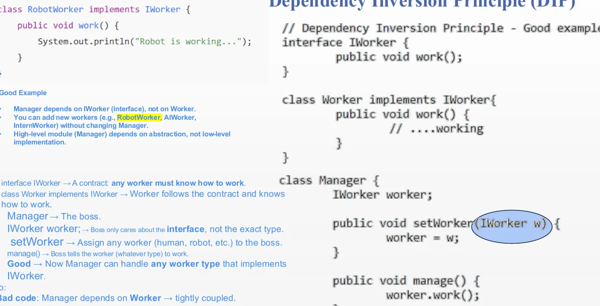 The same example inverted through an interface.