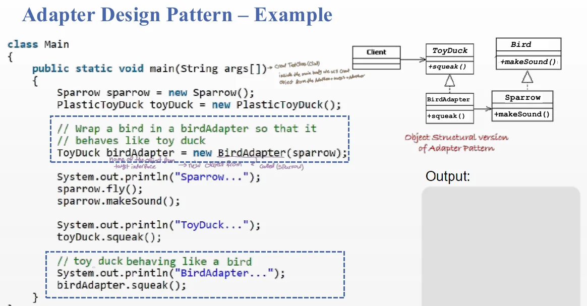 An Adapter example in code and diagram.