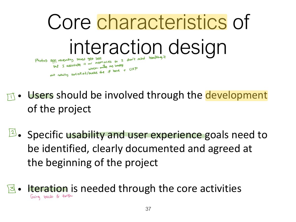 Slide 37: Core characteristics of interaction design