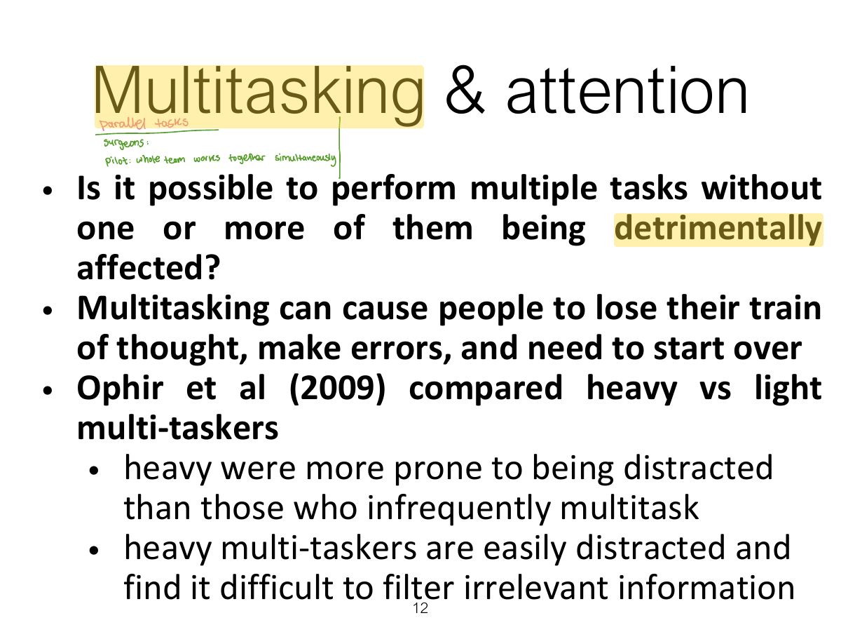 Slide 12: Multitasking & attention