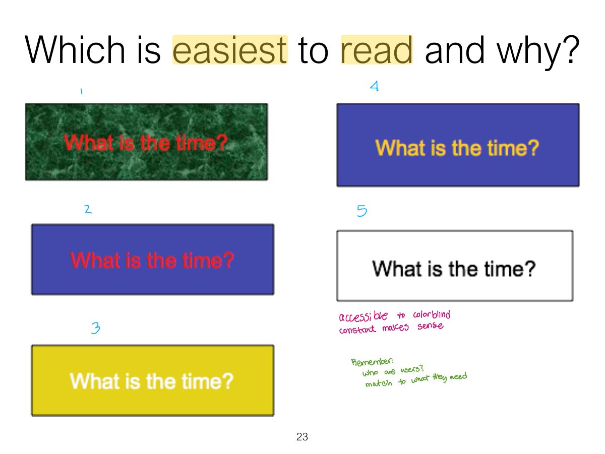 Slide 23: Which is easiest to read and why?