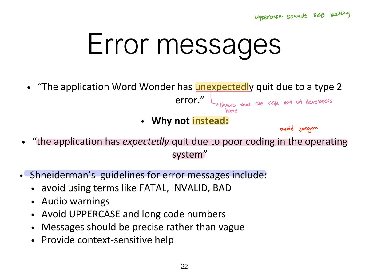 Slide 22: Error messages